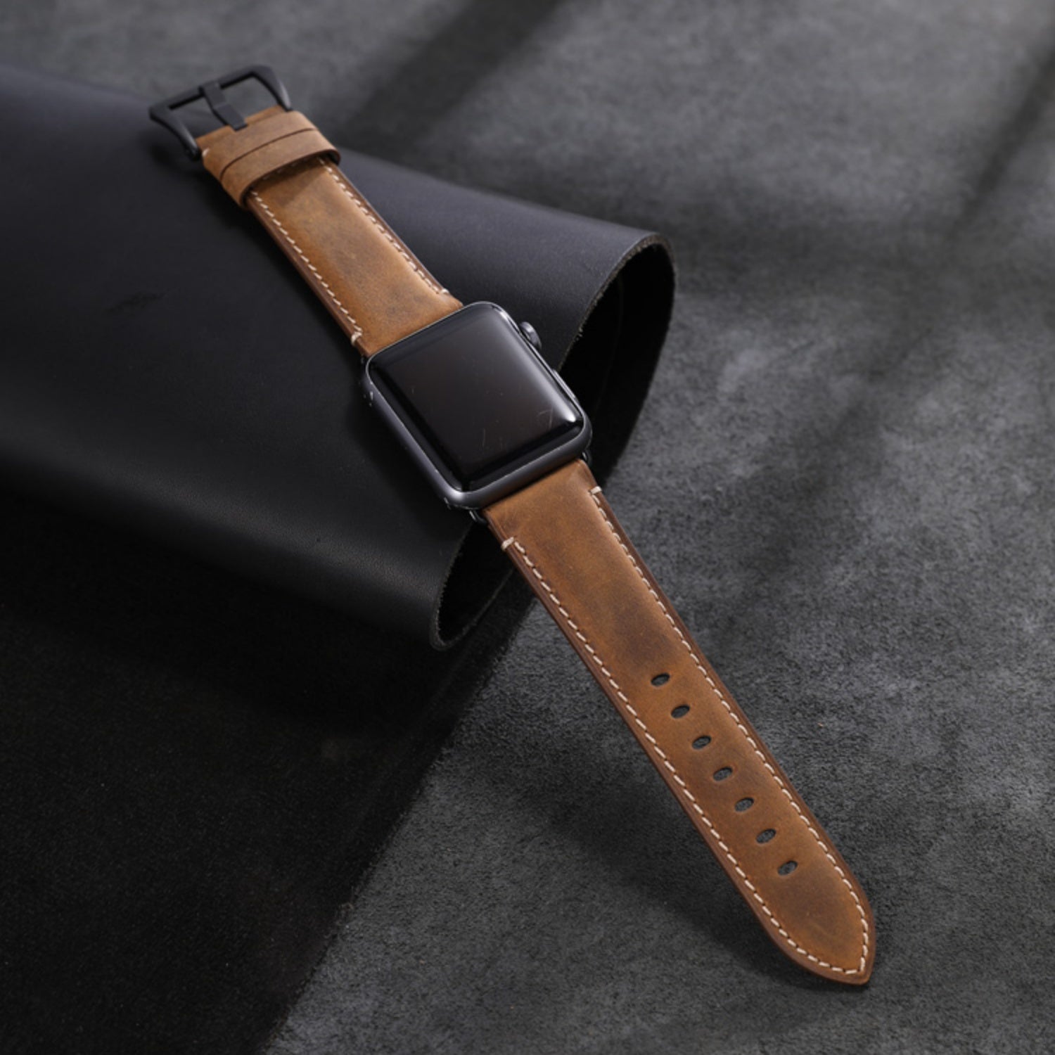 Genuine Leather Watch Strap for Apple Watch, Compatible with Apple Watch S11/10/9/8/7/6/5/4/SE, Personalized Crazy Horse Leather, 49mm, New iWatch Ultra 3/2 Wristband, For Men