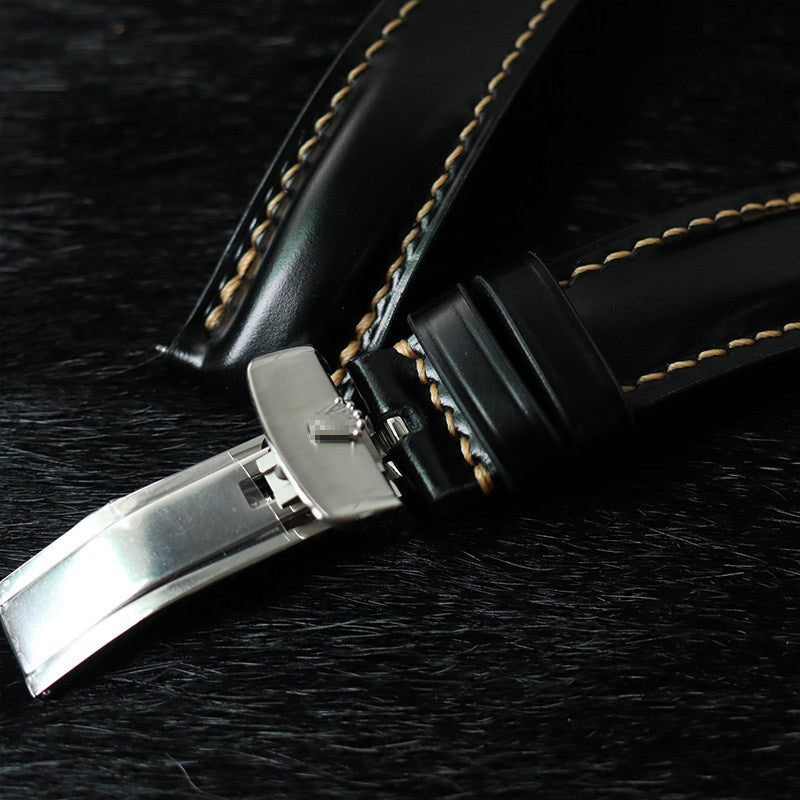 Horween Chromexcel Leather Watch Strap - Compatible with Rolex Yacht-Master, Submariner (Black/Green), Explorer, and Rainbow Daytona
