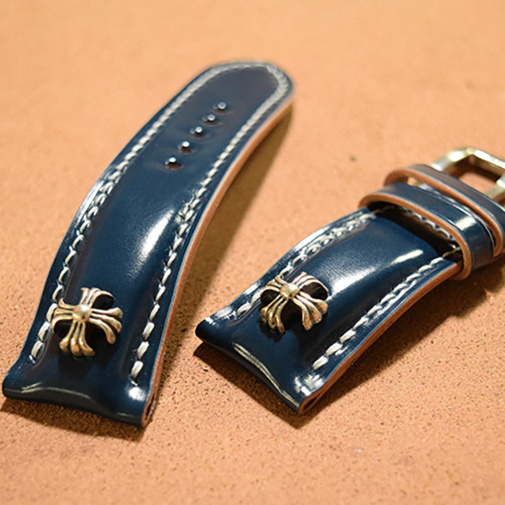 Handcrafted Horsehide Leather Watch Strap with Silver-Tone Hardware for Panerai Watches - Vintage & Premium Aesthetic