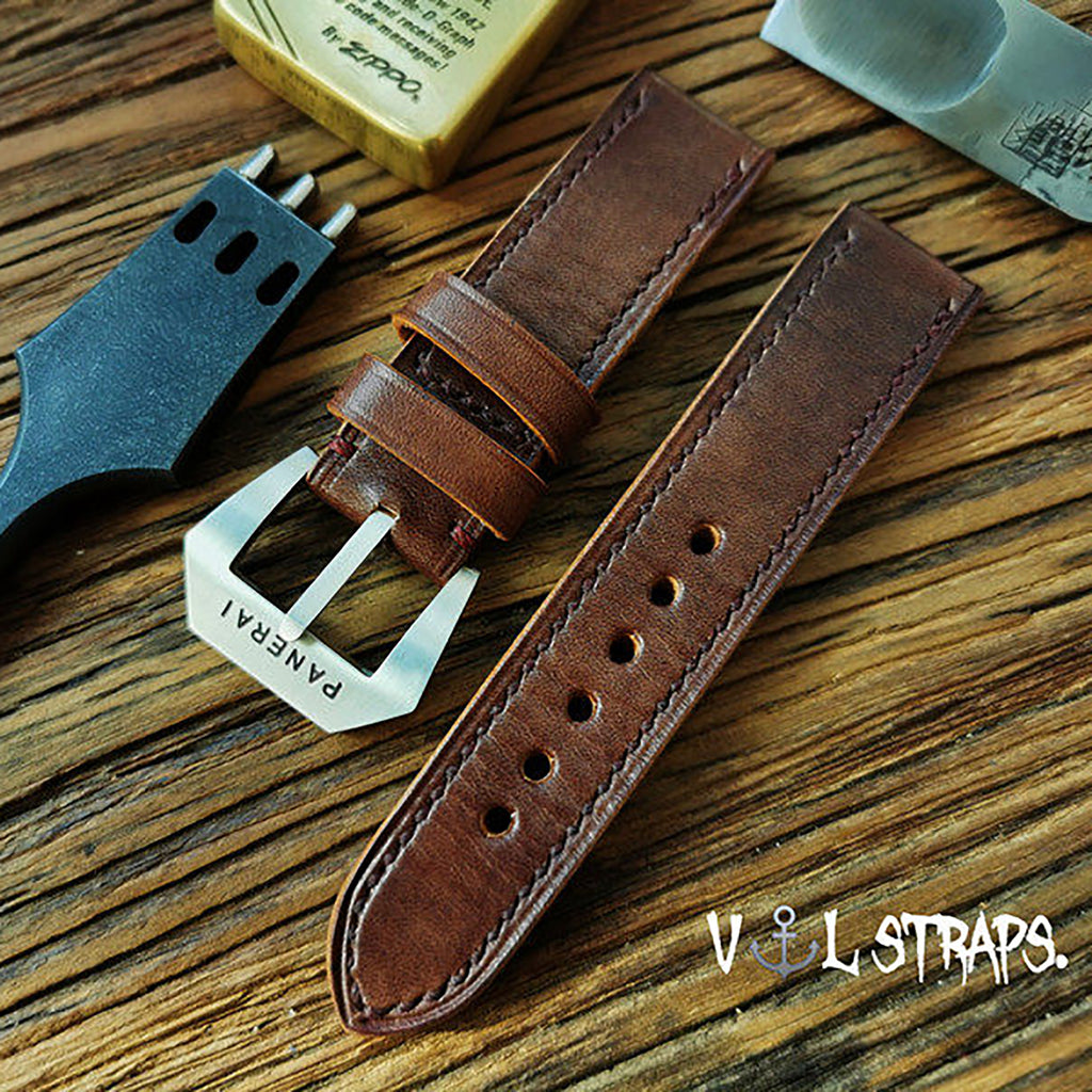 Handcrafted Italian Cracked Leather Watch Strap - Thickened Blue Version, Original Factory-Fitted