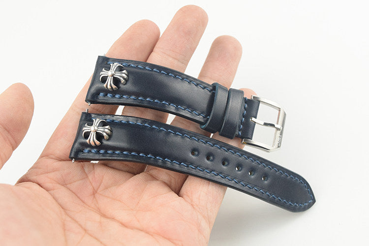 Horween Chromexcel Leather Watch Strap - Compatible with Longines Moonphase, Jaeger-LeCoultre, and Rolex Submariner (Green Dial)