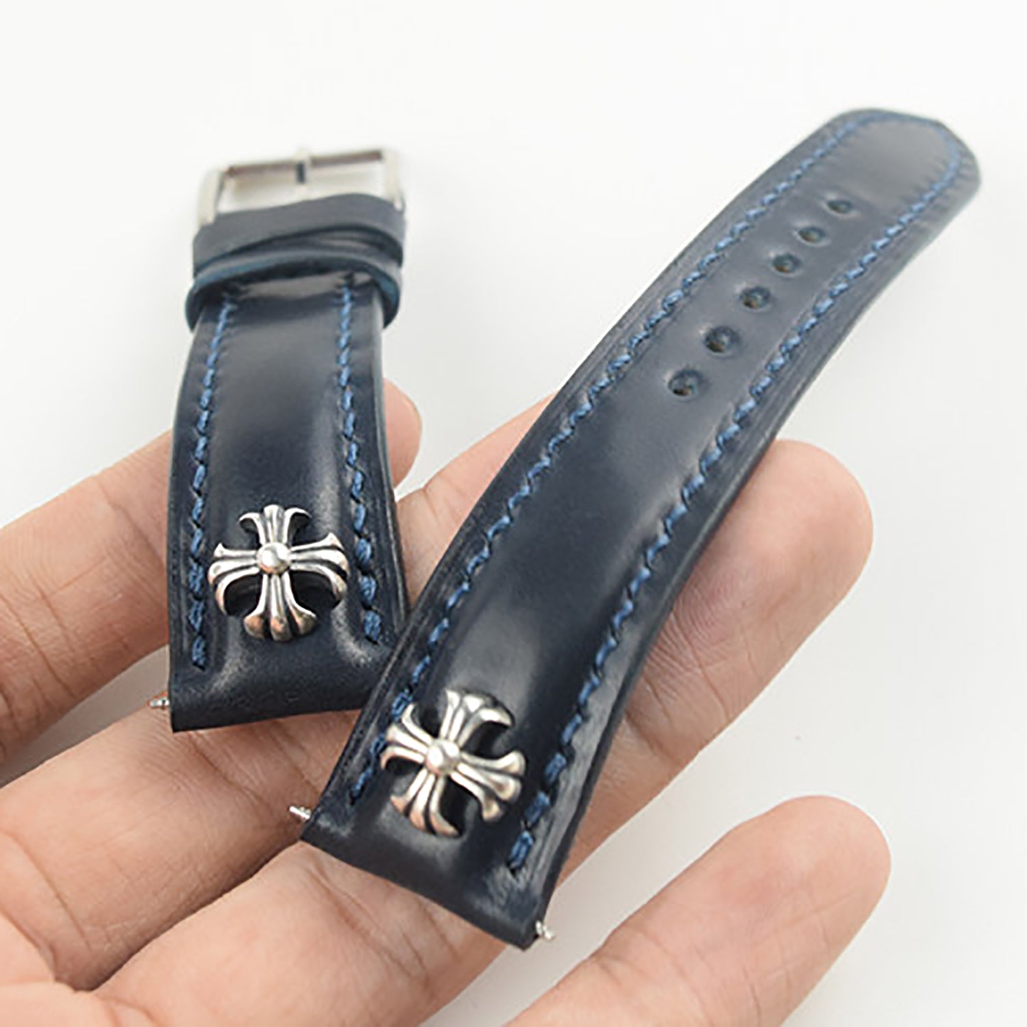 Horween Chromexcel Leather Watch Strap - Compatible with Longines Moonphase, Jaeger-LeCoultre, and Rolex Submariner (Green Dial)