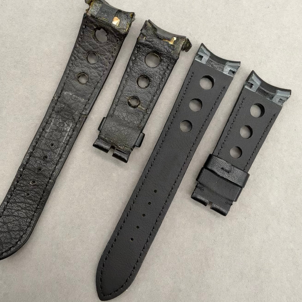 Compatible with Tudor Pelagos M20530N-0007 Tudor Strap Calf Leather Curved End Strap
