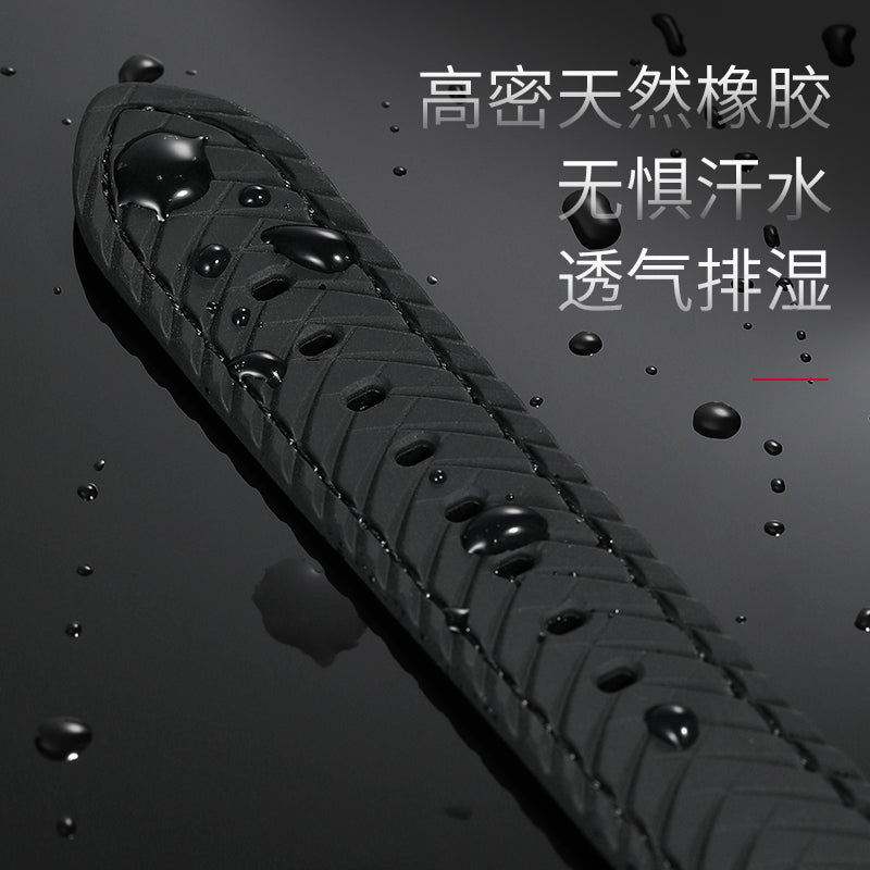 Rubber & Genuine Leather Watch Strap for Men, Sweat-resistant Sport Watch Band, Fits Longines, Tissot, IWC, Jaeger-LeCoultre, Mido Watches.