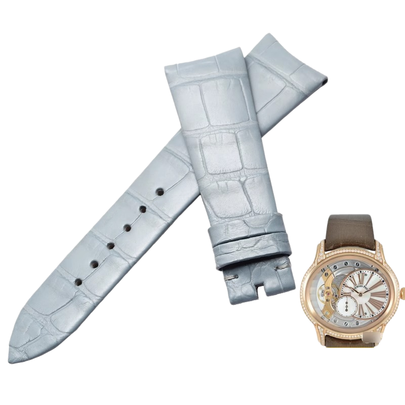 American alligator watch strap, replacement for Audemars Piguet Millenary 77247 women's watch, genuine leather, curved end