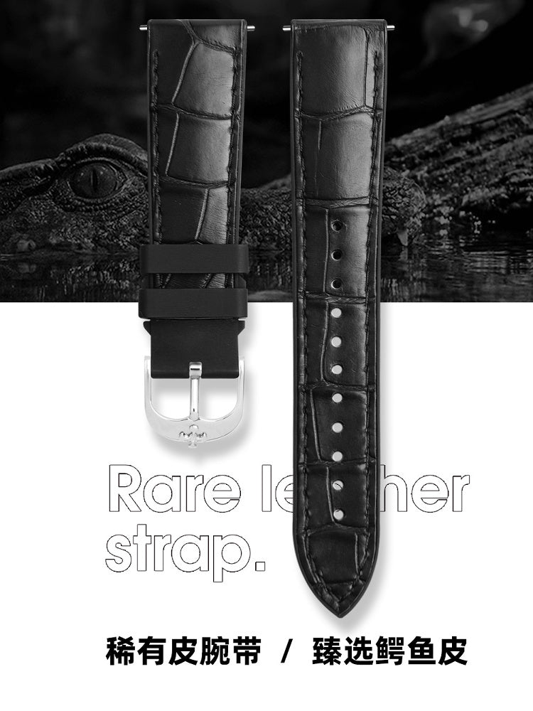 Fits Omega, Tudor, Rolex, IWC Watch Straps – ALLIGATOR Leather with Rubber Insert Watch Strap