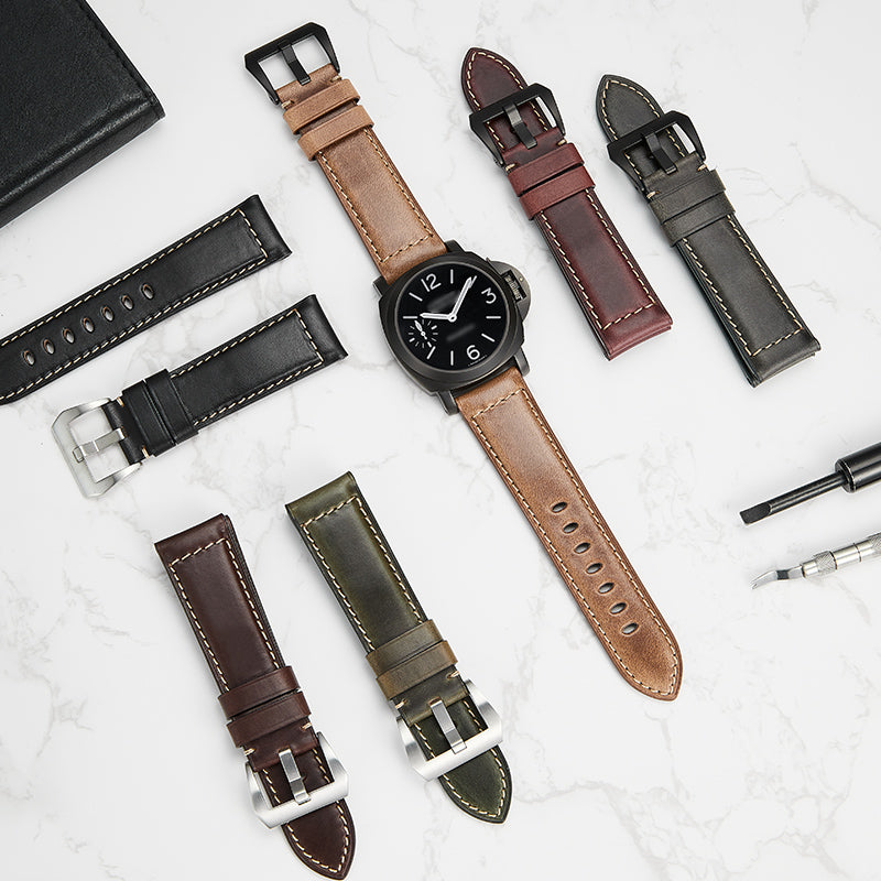 Genuine Leather Watch Strap for Men, Fits Panerai Luminor 44mm, PAM441, Original Quality Cowhide