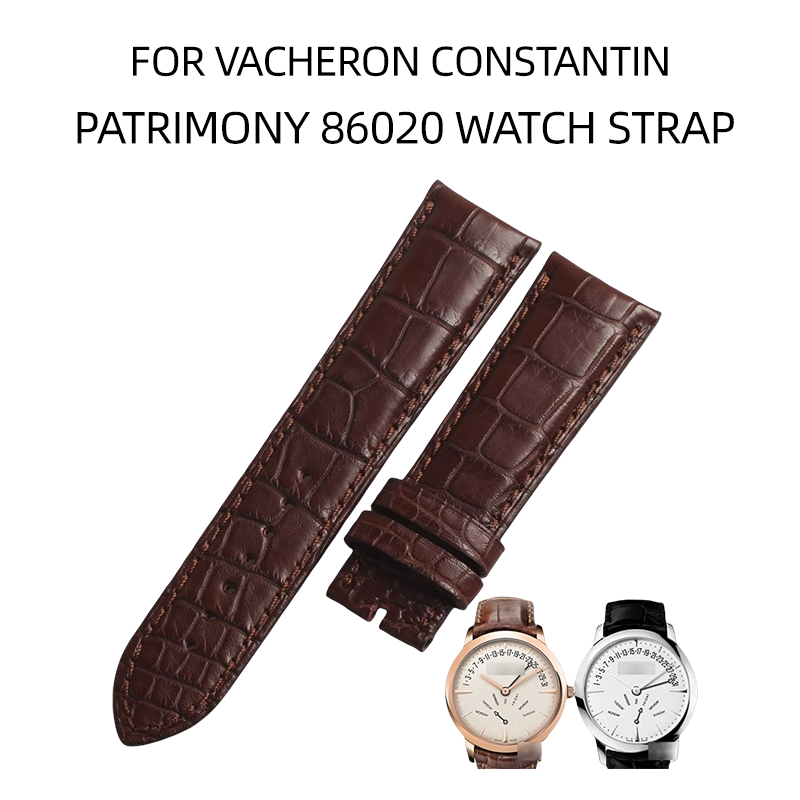Genuine alligator watch strap, replacement for V.C Constantin Patrimony 86020, 22MM curved end