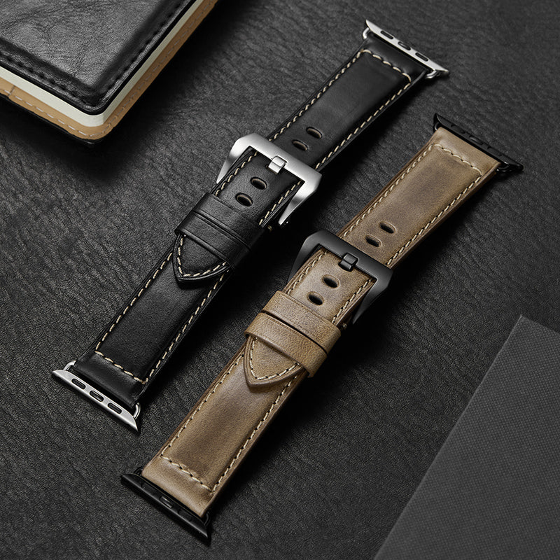 Genuine leather cowhide watch strap for men, compatible with Apple Watch S11/10/9/8/7/6/5, SE, Ultra 3/2, 49mm 46mm 42mm, premium texture iwatch band