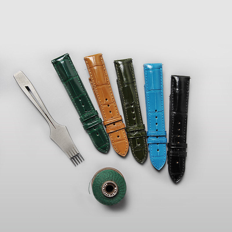 Soft Medium-Gloss American Alligator Leather Watch Strap for Men, Suitable for Jaeger-LeCoultre, Girard-Perregaux and IWC Watches