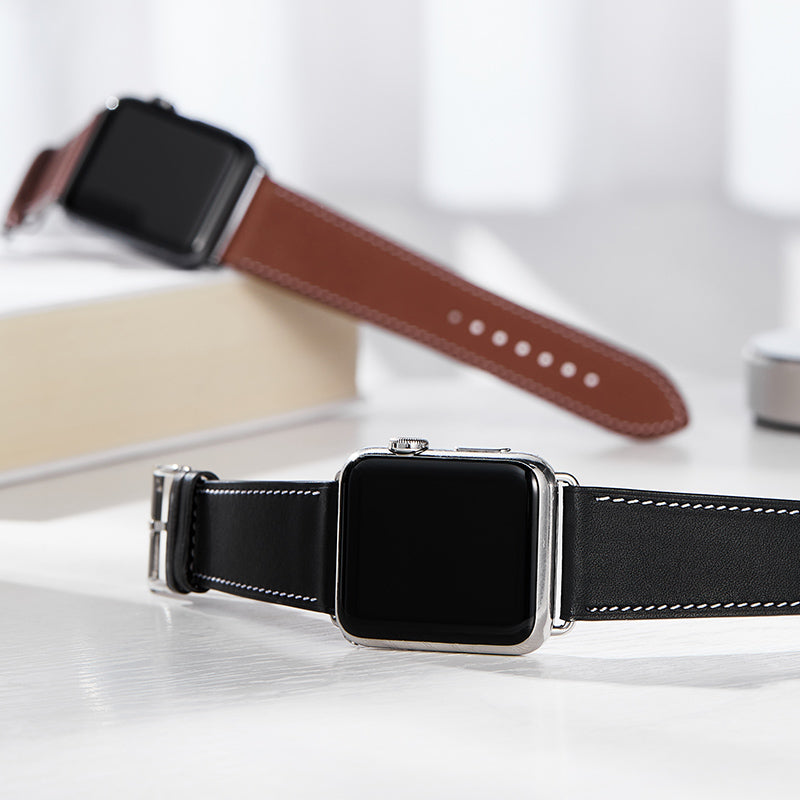 Genuine Cow Leather Watch Band, Official Style, for Apple Watch Series 11/10/9/8/7/6/SE