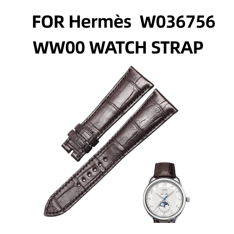 American alligator, replacement watch strap for Hermès W036756WW00, genuine leather strap AR8.810
