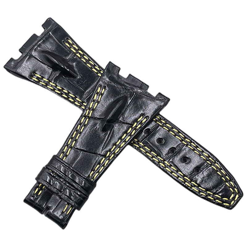 Compatible with Audemars Piguet Royal Oak Offshore 26176, black ALLIGATOR leather watch strap for men, 28mm