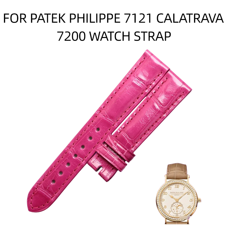 American alligator watch strap, replacement for Patek Philippe Calatrava 7121 7200 ladies' watch