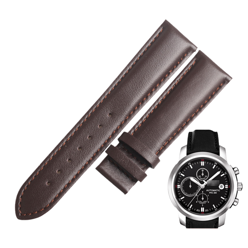 Replacement genuine leather watch strap, pin-grain cowhide, compatible with Tissot PRC 200 series T014.427 watch strap
