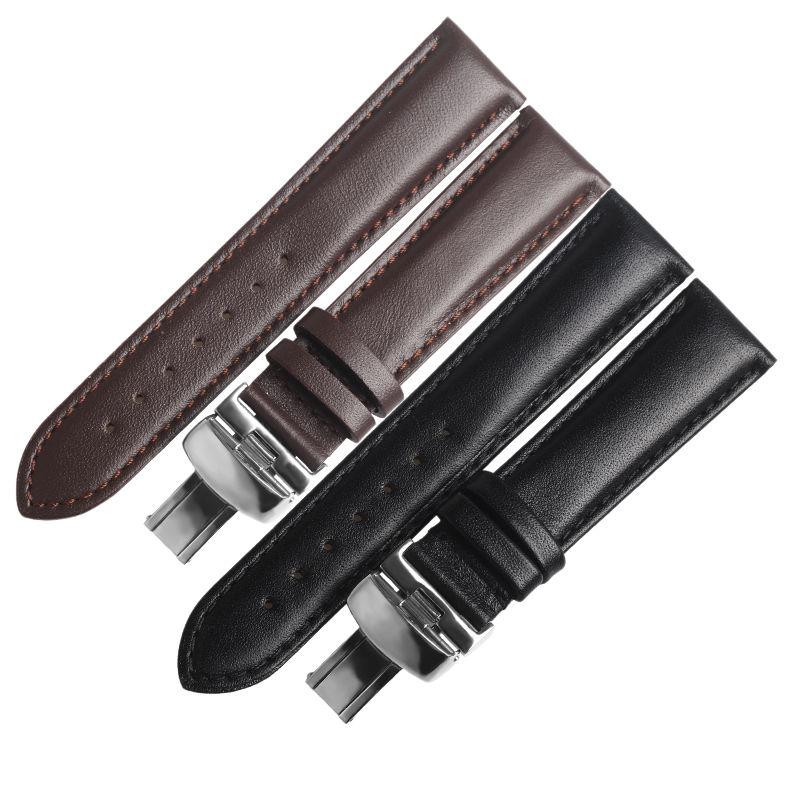 Replacement genuine leather watch strap, pin-grain cowhide, compatible with Tissot PRC 200 series T014.427 watch strap