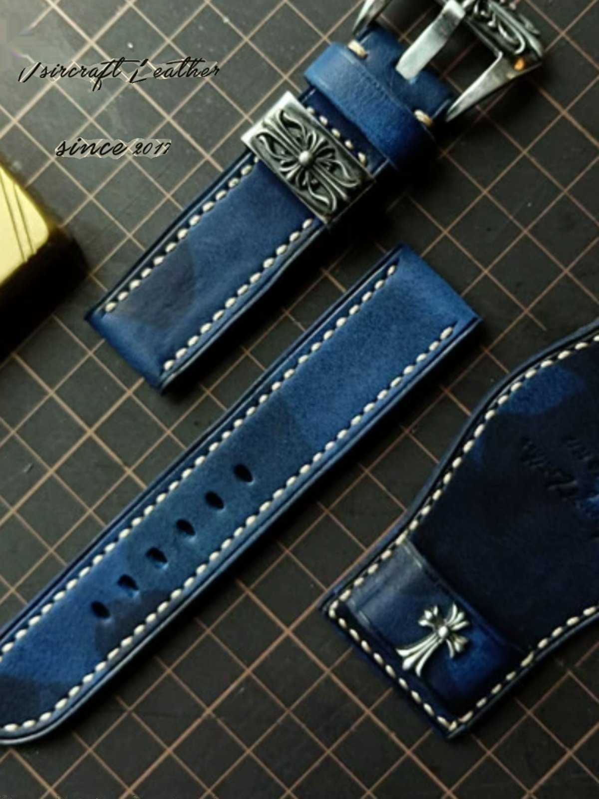 Italian Camouflage Vegetable-Tanned Leather Watch Strap - Hypoallergenic Lining, Soft & Wear-Resistant, Pin Buckle, Customizable