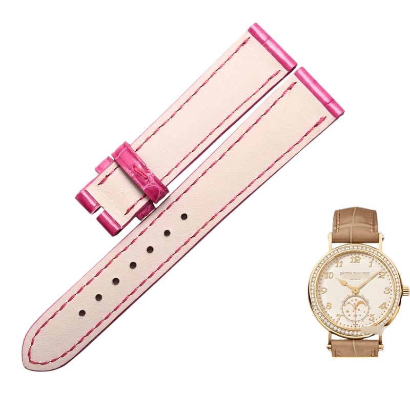 American alligator watch strap, replacement for Patek Philippe Calatrava 7121 7200 ladies' watch