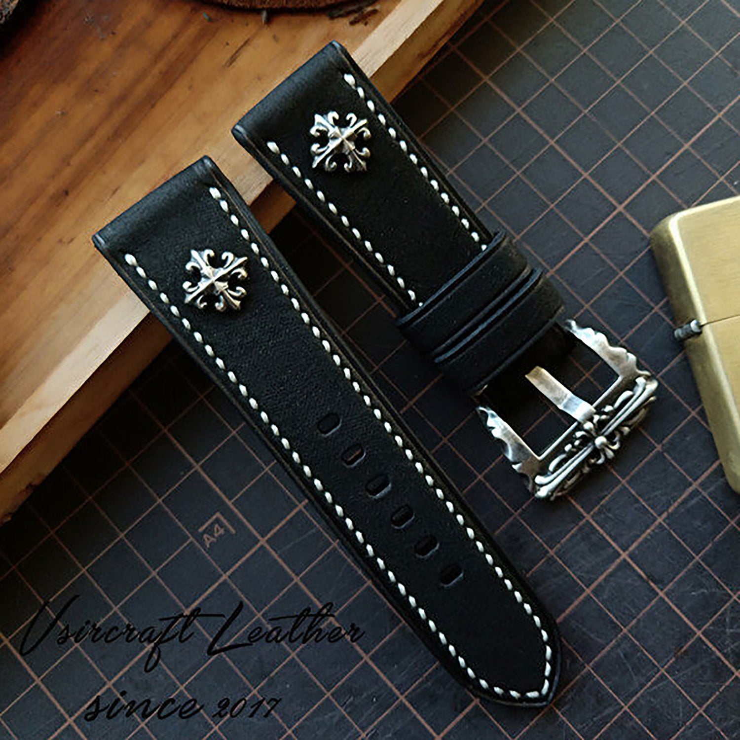 Handmade Vintage Wild Cowhide Leather Watch Strap - Retro Grain, American Rugged Style, Matte Finish, Distressed Look, Soft & Comfortable, Brown Pin Buckle