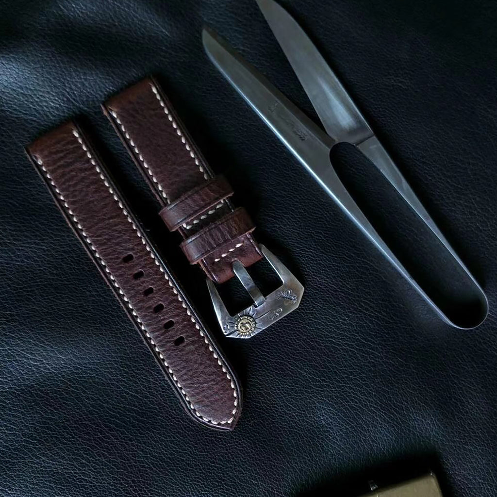 Handmade Cowhide Watch Strap Customization - Vintage Mulan Texture, Matte Finish, Italian Soft & Durable, Thickened, American Pin Buckle