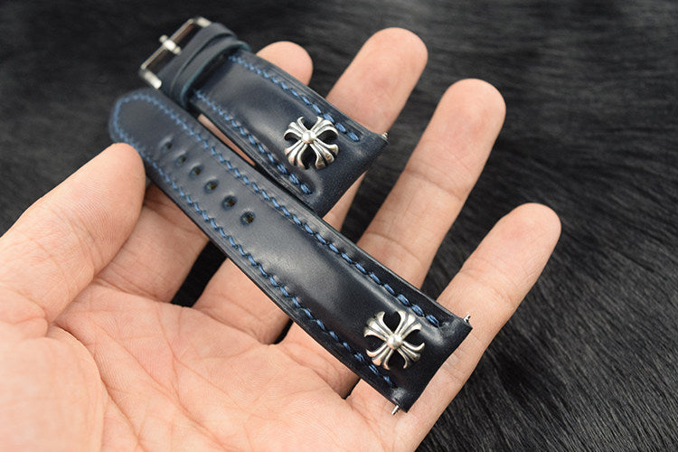 Horween Chromexcel Leather Watch Strap - Compatible with Longines Moonphase, Jaeger-LeCoultre, and Rolex Submariner (Green Dial)