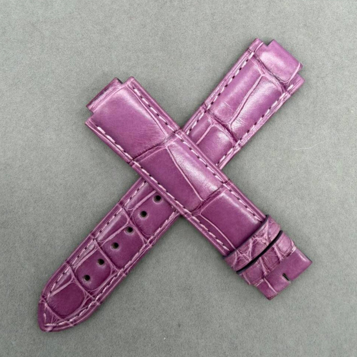 Compatible with Cartier Ballon Bleu Purple Pin Buckle Crocodile Leather Strap