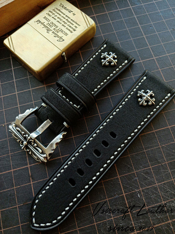 Handmade Vintage Wild Cowhide Leather Watch Strap - Retro Grain, American Rugged Style, Matte Finish, Distressed Look, Soft & Comfortable, Brown Pin Buckle
