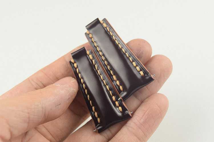 Handmade Cowhide Watch Strap for Rolex Oyster Perpetual Submariner (Black/Green), Yacht-Master, and Daytona (Rainbow)
