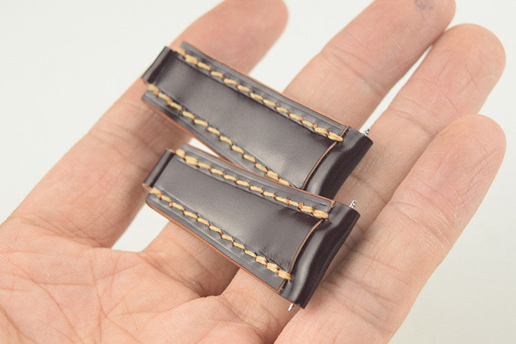 Handmade Cowhide Watch Strap for Rolex Oyster Perpetual Submariner (Black/Green), Yacht-Master, and Daytona (Rainbow)