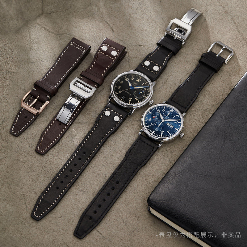 Genuine leather watch strap for IWC Pilot, original style for men, fits Mark 18, Big Pilot, Chronograph, Little Prince