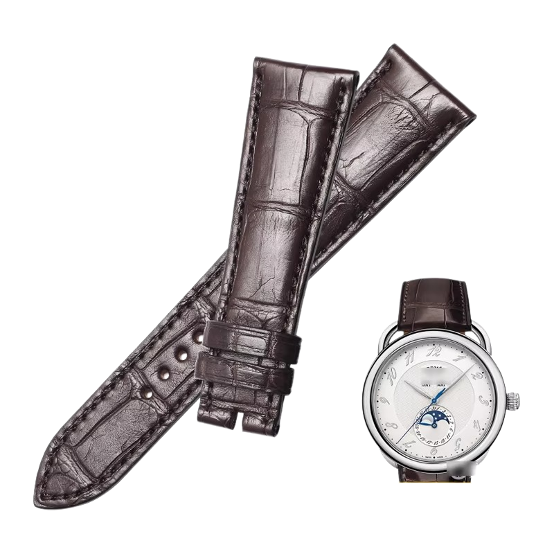 American alligator, replacement watch strap for Hermès W036756WW00, genuine leather strap AR8.810