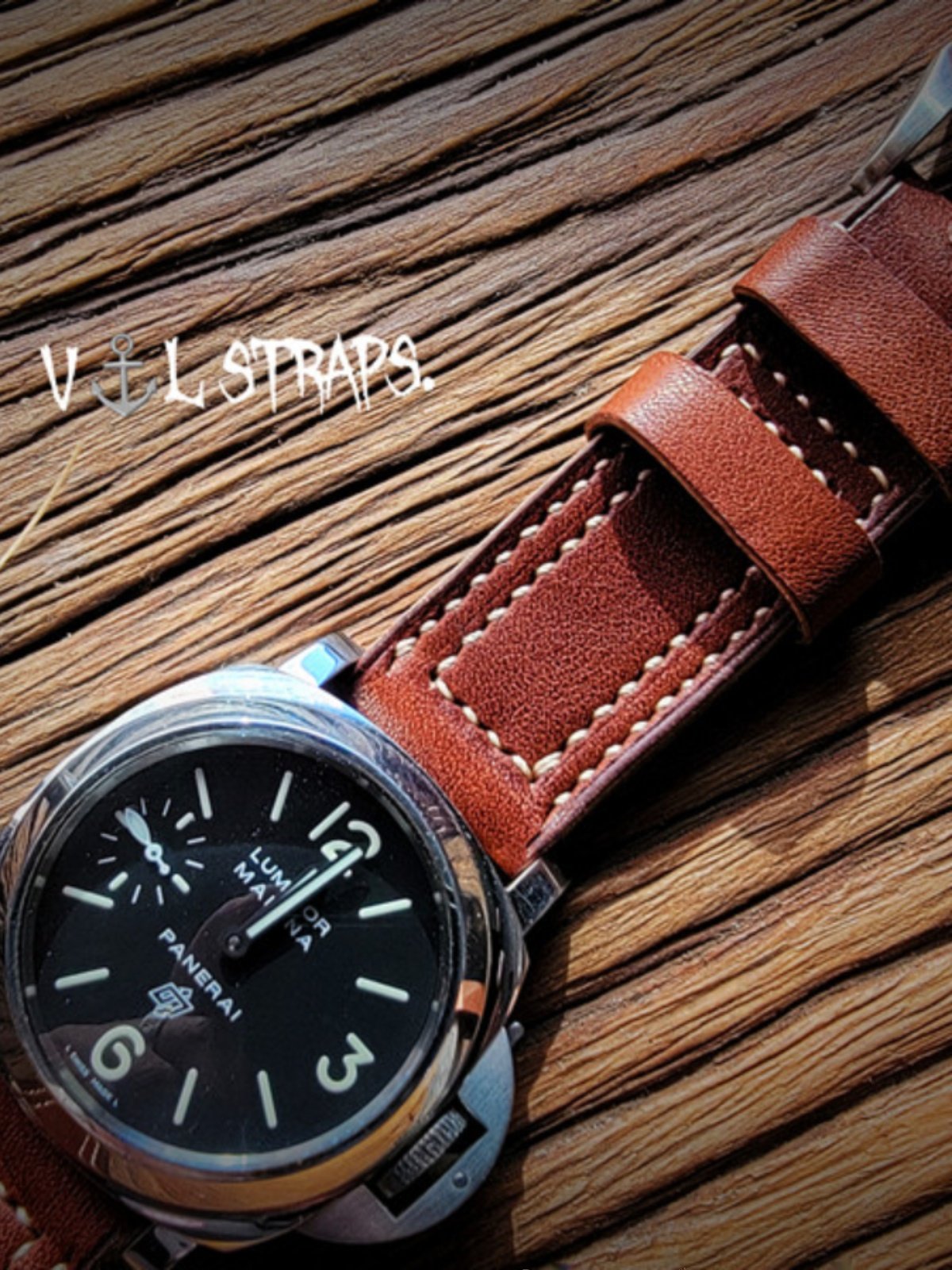 Handcrafted Custom Leather Watch Strap, British Vintage Style, Made of Brown Old-Growth Leather, Soft with Double Thread Sandwich Structure