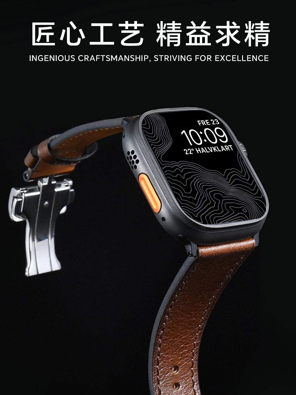 Fits Apple Watch calfskin strap