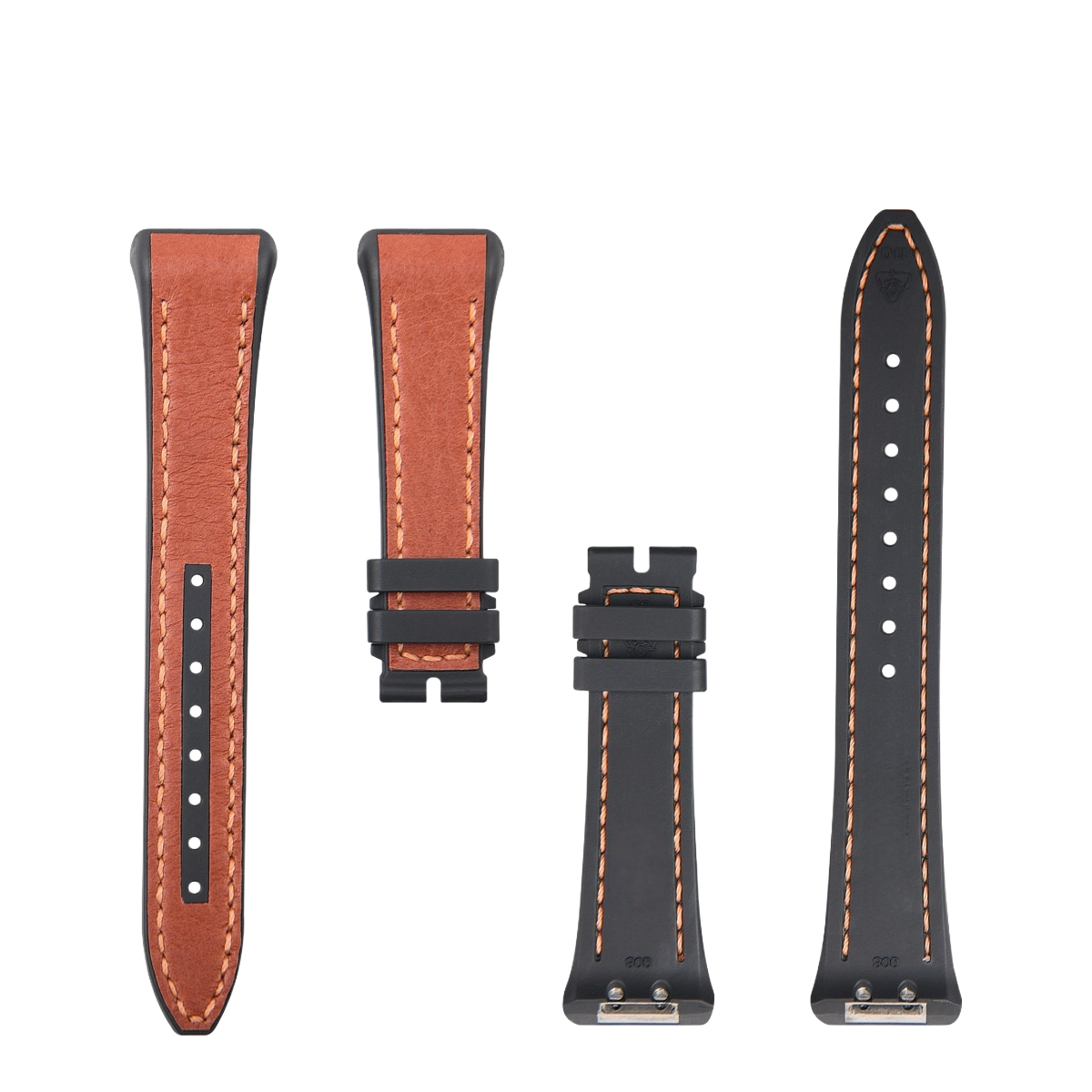Fits Franck Muller V41 calfskin watch strap with rubber insert for men