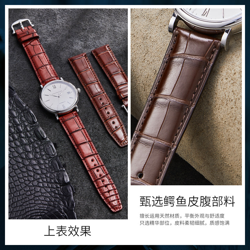 Genuine American Alligator Leather Watch Strap for IWC For Portofino, Portuguese, Portuguese 7, Portuguese Chronograph