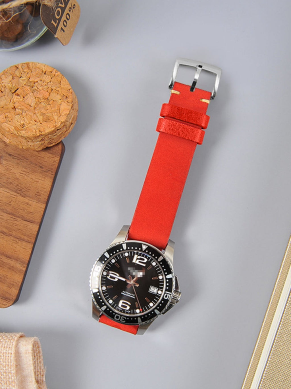 Retro Frosted Reverse Suede Leather Watch Strap for Omega, Jaeger-LeCoultre and Mido Watches