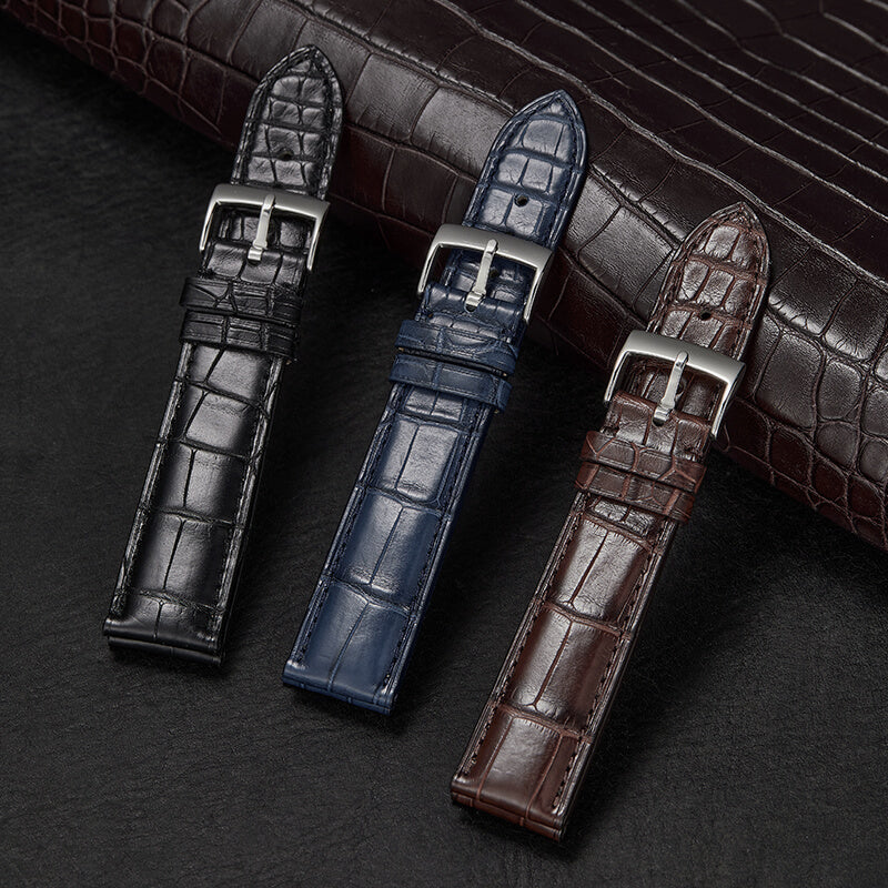 Genuine American Alligator Leather Watch Strap for Omega Men | Speedmaster 310.32.42.50.01.002, Seamaster 210.32.42.20.01.001, De Ville 424.13.40.21.02.001 | Premium Replacement Band