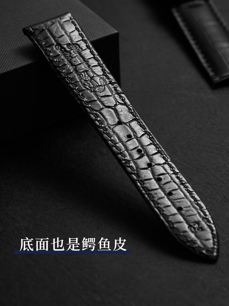 Double-sided alligator leather watch strap, genuine leather for men and women, fits Omega, Jaeger-LeCoultre, IWC, Vacheron Constantin, Blancpain, Montblanc series watches.