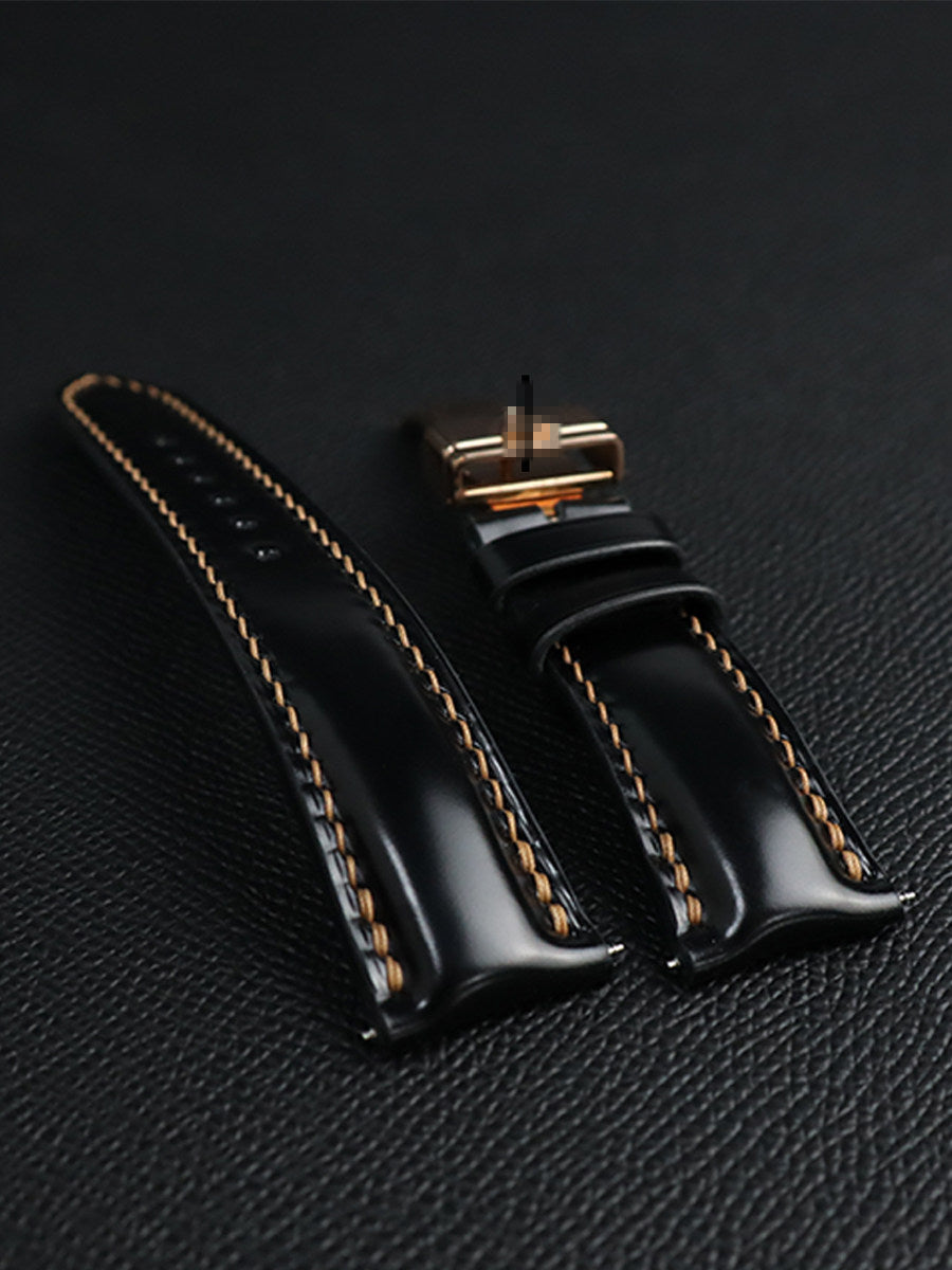 Horween Chromexcel Leather Watch Strap - Compatible with Rolex Yacht-Master, Submariner (Black/Green), Explorer, and Rainbow Daytona
