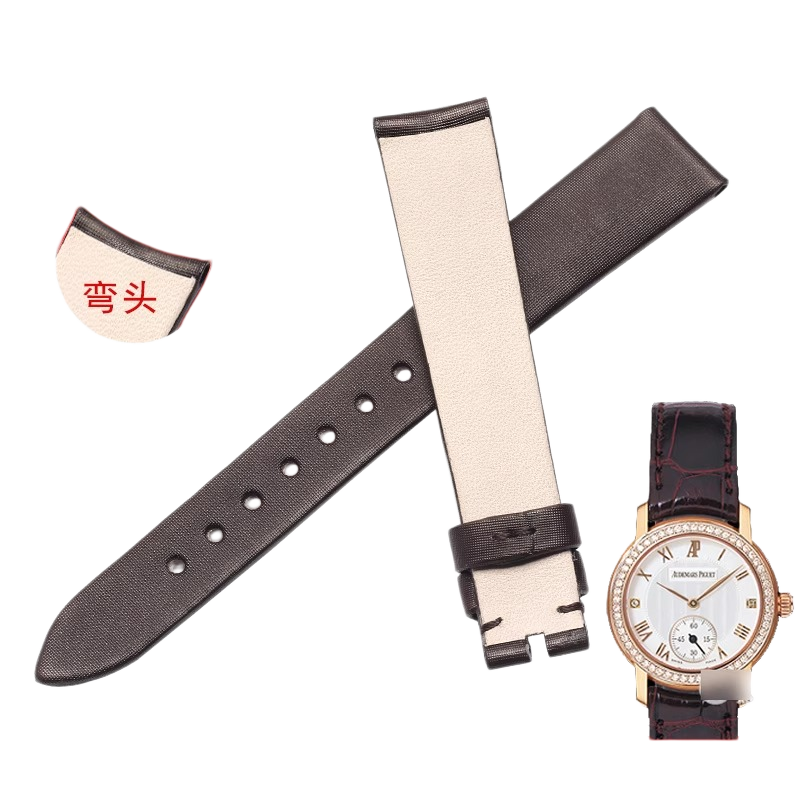 Alligator watch strap, replacement for Audemars Piguet Contemporary 77209 77239, curved end, thin style