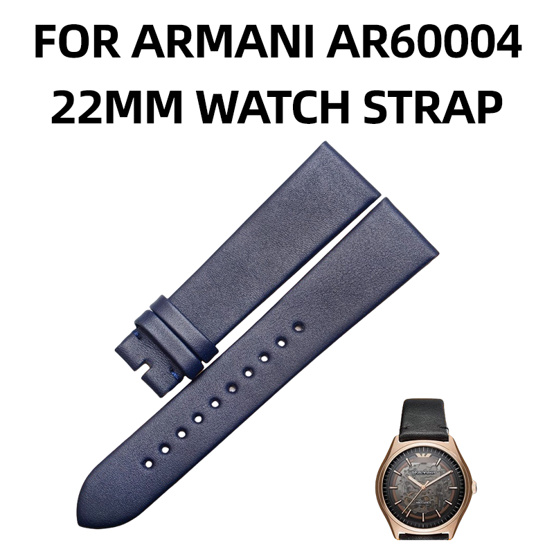 Replacement cowhide watch strap for Armani AR60004 men's watch, 22MM