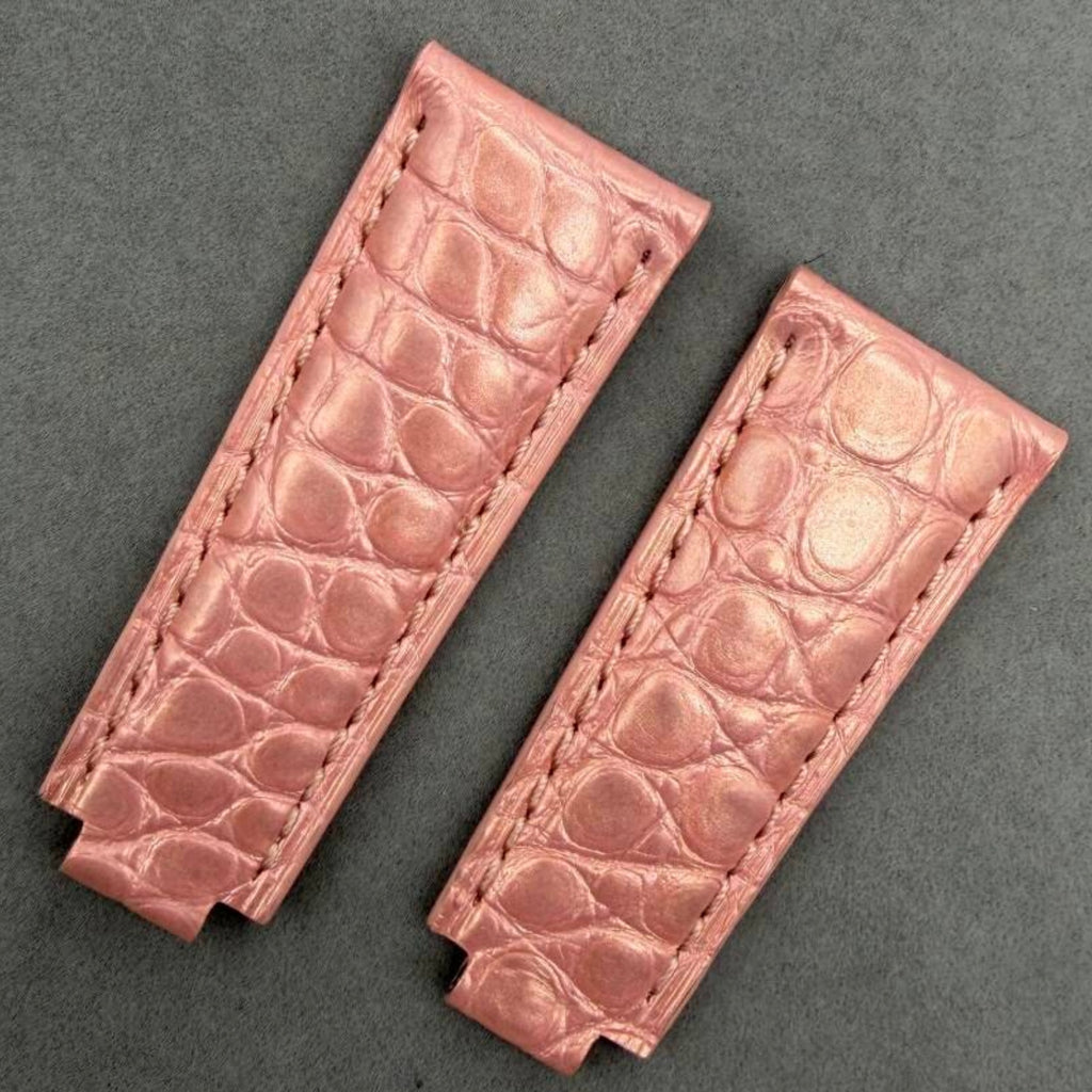 Compatible with Rolex Submariner Pearl Powder Crocodile Leather Watch Strap