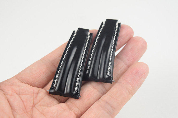 Handmade Cowhide Watch Strap for Rolex Oyster Perpetual Submariner (Black/Green), Yacht-Master, and Daytona (Rainbow)