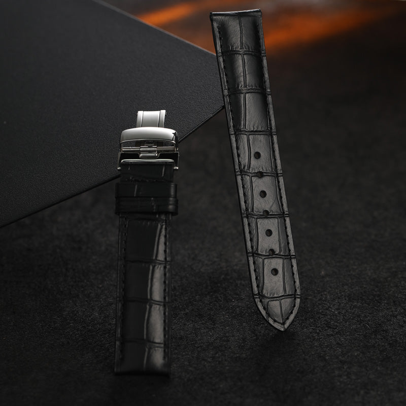 Genuine Leather Strap for Tissot 1853 Men's Original Le Locle, Carson, Chemin des Tourelles T41 with Butterfly Clasp