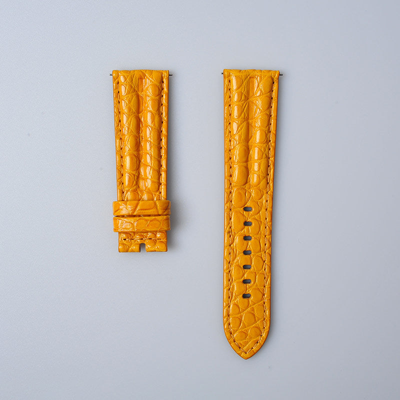 Soft Medium-Gloss American Alligator Leather Watch Strap for Men, Compatible with Blancpain Fifty Fathoms, 23mm