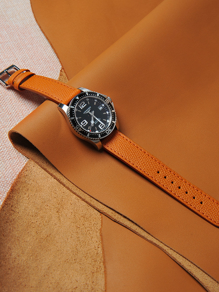 New French EPSOM Palm Pattern Cowhide Leather Watch Strap, Suitable for Omega and Tisso