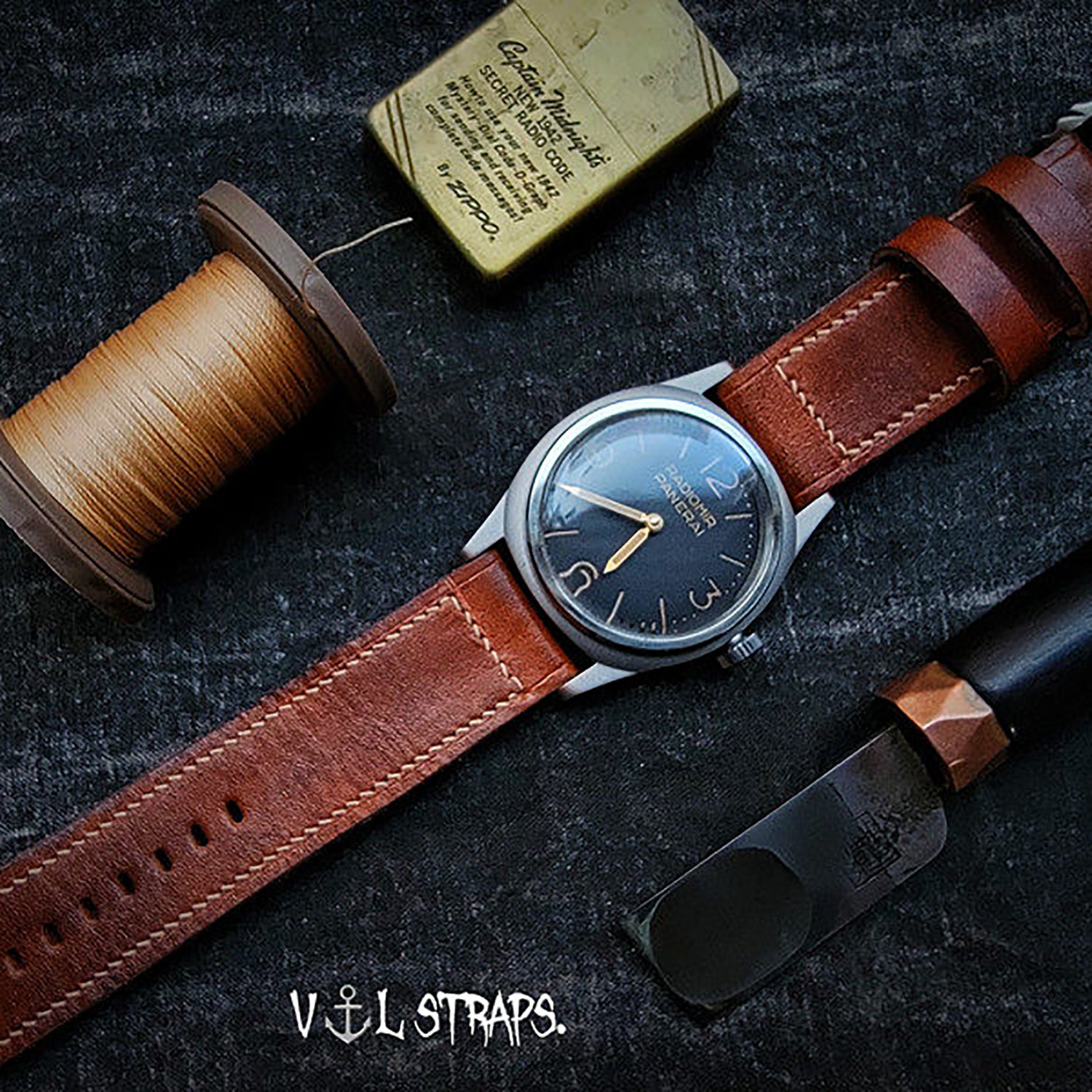 Handcrafted Custom Watch Strap - Vintage Battle-Worn American Style, Red-Brown Cowhide, Thickened, Soft & Durable, Pin Buckle
