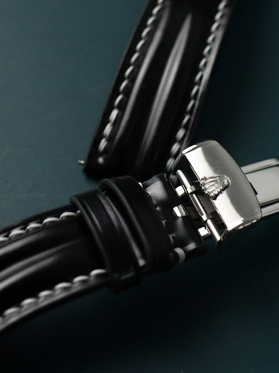 Horween Chromexcel Leather Watch Strap - Compatible with Rolex Yacht-Master, Submariner (Black/Green), Explorer, and Rainbow Daytona