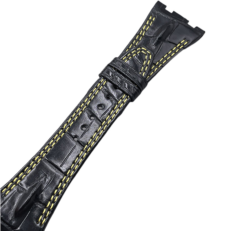 Compatible with Audemars Piguet Royal Oak Offshore 26176, black ALLIGATOR leather watch strap for men, 28mm