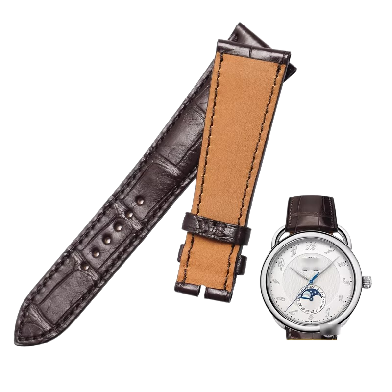 American alligator, replacement watch strap for Hermès W036756WW00, genuine leather strap AR8.810